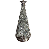 SCROLLED SNOWFLAKE WATER SPINNING LED CHRISTMAS TREE HOLIDAY DECOR SILVER 12"