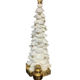 GLITTERED RESIN TREE WITH GIFTS HOLIDAY DECOR WHITE/GOLD 21"
