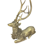 LAYING RESIN DEER HOLIDAY DECOR GOLD 19.5