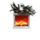 FIRE LIGHT LANTERN ORNAMENT GIFT BOX HOLIDAY DECOR WHITE GREEN 4.5 X 3.5 X 5.5