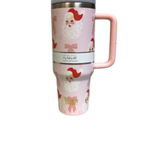 THE DARLING EFFECT HOLIDAY SANTA TUMBLER HOLIDAY DECOR PINK 40 OZ