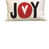 JOY CANVAS PILLOW WHITE RED BLACK 13" X 21"