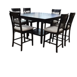 COUNTER HIGHT WITH LAZY SUSAN/6 CHAIRS DINING ROOM SET ESPRESSO 42H X 54 X 54