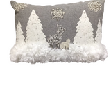 RECTANGLE CHRISTMAS "MAGASCHONI" PILLOW GRAY/WHITE 14 X 20