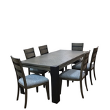 RECTANGULAR TABLE WITH 6 CHAIRS DINING ROOM SET TAUPE/BLACK 78"