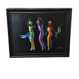 FRAMED AFRICAN ART "DANCING WOMAN" ART MULTICOLOR 44 X 56