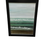 FRAMED "BEACH DAY" ART GREEN/WHITE/BROWN/GRAY 44 X 56