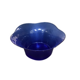 HAMMERED PATTERN GLASS WITH SCALLOPED RIM CRYSTAL BLUE 5.5H X 12 DIAM...