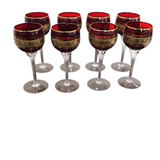 SET OF 8 WINE GLASSES CRYSTAL RUBI RED