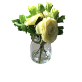 RANUNCULUS FLORAL/GREENERY WHITE 6.75
