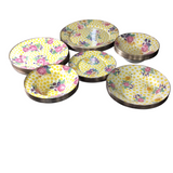 MCKENZIE CHILDS "MC BUTTERCUP" 36 PIECES SET (SERVICE X 6) DINNERWARE YELLOW/MULTICOLOR