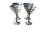 MCKENZIE CHILDS "WHIRLIGIG" SET OF 4 MARTINI GLASSES CRYSTAL