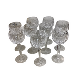 WATERFORD LISMORE EDITION SET OF 9 HOCK WINE STEMWARE 7.5"H