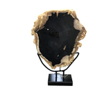 PETRIFIED WOOD WITH STAND HOME DECOR BEIGE/WHITE/BLACK 15H X 11W