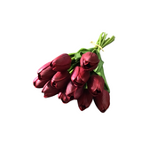 REAL TOUCH MINI TULI BUNDLE (12 STEMS) FLORAL/GREENERY DARK RED 13"