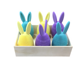 WOOD BOX WITH 6 "3D" EASTER BUNNY EGGS HOLIDAY DECOR PURPLE/GREEN/YELLOW 4.5H X 6.5W X 5D