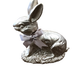 RESIN EASTER BUNNY WITH BOW HOME DECOR GOLD 7.25