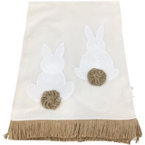 TABLE RUNNER WITH EMBROIDERED EASTER BUNNIES HOLIDAY DECOR TAN/WHITE 72"
