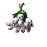 REAL TOUCH MINI TULIP BUNDLE (12 STEMS) FLORAL/GREENERY PURPLE/WHITE 13"