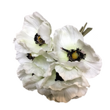 MINI POPPY BUNDLE (6 STEMS) FLORAL/GREENERY WHITE 11"