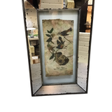 RUSTIC MIRROR FRAME WITH BIRD PRINT WALL DECOR 20H X 12W
