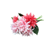 REAL TOUCH DAHLIA BUNDLE (6 STEMS) FLORAL/GREENERY PINK ROSE 12"
