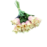 REAL TOUCH PARROT TULIP FLORAL/GREENERY PINK/CREAM 13"