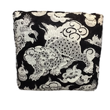 SQUARE DRAGON DESIGN PILLOW BLACK/CREAM 18 X 18
