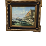 FRAMED OIL PAINTING "VENETIAN CANAL SCENE" ART 32H X 36W X 2D