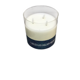 FLAMELESS GLASS CANDLE WITH THREE WICKS (BATTERY OPERATED) HOME DECOR 6H X 6 DIAM..
