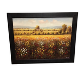 FRAMED COUNTRYSIDE FIELD OF POPPIES ART 44 X 56