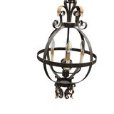 WROUGHT IRON/SPANISH INSPIRED CHANDELIER BROWN 28H X 16 DIAM..