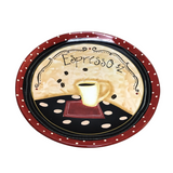 "ESPRESSO" ROUND SERVING PLATE HOME ACCESSORIES RED/BLACK/BEIGE 16" DIAM...