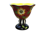 CERTIFIED INTERNATIONAL PEDESTAL BOWL WITH FLOWER/LEAVES DESIGN HOME DECOR MULTICOLOR 7"H