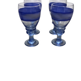 SET OF 4 WATER GLASSES STEMWARE CLEAR/BLUE 7.5H