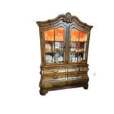 ETHAN ALLEN TUSCANY STYLE WITH 6 DRAWERS/2 DOORS CHINA CABINET/HUTCH BROWN 92H X 68W X 21D