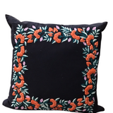 RIFLE PAPER CO. FIESTA EMBROIDERED PILLOW BLACK ORANGE