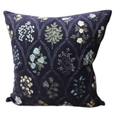 RIFLE PAPER CO. EMBROIDERED BOTANICAL PILLOW NAVY