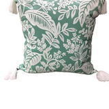 RIFLE PAPER CO. EMBROIDERED FLORAL PILLOW GREEN WHITE