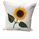 RIFLE PAPER CO. EMBROIDERED SUNFLOWER PILLOW WHITE YELLOW