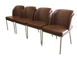 SET OF 4 METAL/FAUX LEATHER (RET.$250.00 EA.) DINING CHAIR BROWN 32H X 21W X 20D