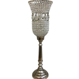 ACRYLIC BEADS/TEARDROP CRYSTALS METAL STAND TALL CANDLE HOLDER HOME DECOR SILVER 30H