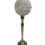 GOBLET STYLE WITH ACRYLIC CRYSTALS/METAL STAND CANDLE HOLDER HOME DECOR SILVER 26H