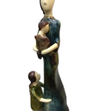 MOTHER WITH CHILDREN STATUE HOME DECOR BEIGE/BLUE/BROWN/GREEN 24.5"H