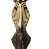 HAND CARVED WOODEN GIRAFFE MASK HOME DECOR BROWN/BLACK/BEIGE 19"