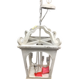 WITH 4 LIGHTS CHANDELIER DISTRESSED WHITE