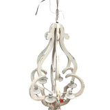 WITH 6 LIGHTS CHANDELIER DISTRESSED WHITE
