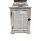 LARGE EVELYN LANTERN LAMP/LIGHTING DISTRESSED WHITE 20H X 11.5W