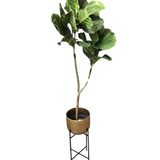 STAND & PLANTER WITH TREE FLORAL/GREENERY BKACK/GREEN 60"H