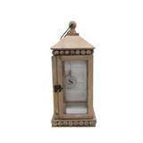 SMALL WOOD LANTERN WITH BEADED DETAIL HOME DECOR NATURAL WOOD 7.25X7.25X16.5